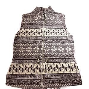 Women’s Fair Isle Fleece Vest Cozy Large Outdoor Hiking Casual Winter Layer Vtg